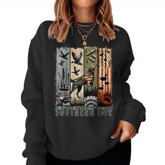 Southern Boy Camo Hunting Duck Dog Patriotic Usa Flag Boys Women Sweatshirt - Thegiftio UK