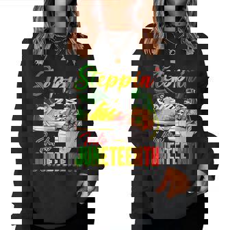 Steppin Into Junenth Afro African Sneakers Girls Women Sweatshirt - Thegiftio UK