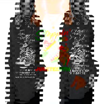Stepping Into Junenth Afro Woman Black Girls Sneakers Men Women Sweatshirt | Mazezy