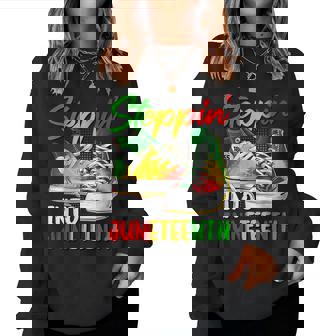 Stepping Into Junenth Afro Woman Black Girls Sneakers Men Women Sweatshirt - Thegiftio