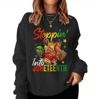 Stepping Into Junenth Afro Woman Black Girls Sneakers Men Women Sweatshirt - Thegiftio UK