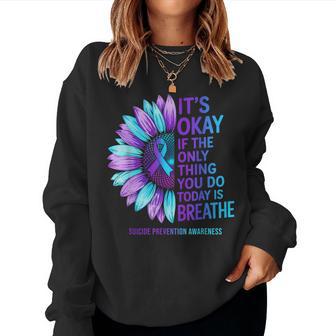 Suicide Prevention Awareness Sunflower Purple Teal Ribbon Women Sweatshirt - Thegiftio UK