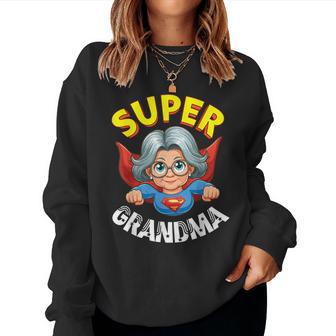 Super Grandma Hero Cape Flying Cartoon Grandmother Women Sweatshirt - Thegiftio UK