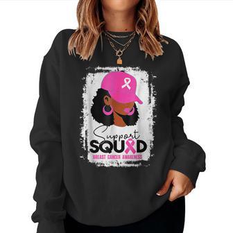 Support Squad Black Pink Hat Breast Cancer Awareness Women Sweatshirt - Thegiftio UK