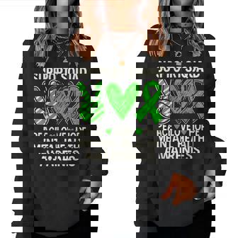 Support Squad Mental Health Awareness Groovy Green Ribbon Women Sweatshirt - Thegiftio