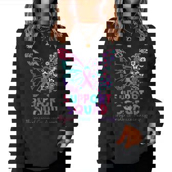 Support Squad Thyroid Cancer Awareness Butterfly Women Sweatshirt - Thegiftio