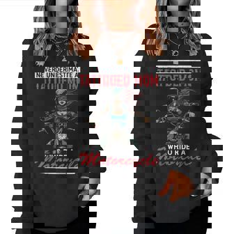 Tattooed Mom Motorcycle Rider Biker Women Sweatshirt - Monsterry