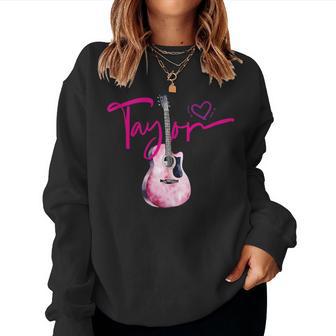 Taylor Nombre Amo A Taylor Girl Linda Guitarra In Mangas Sudadera Mujer - Regaloses