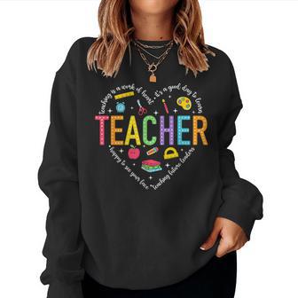 Teacher Heart Back To School Teacher First Day Of School Women Sweatshirt - Thegiftio UK
