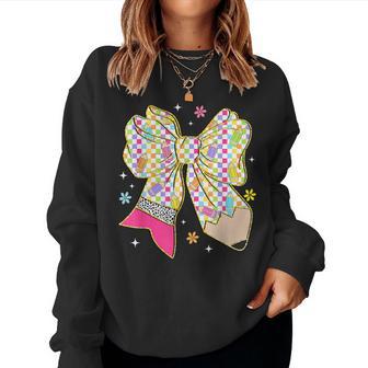 Teacher Student Coquette Bow Pencil Back To School First Day Women Sweatshirt - Thegiftio UK