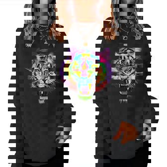 Tête De Tigre Colorée Arc-En-Ciel Avec Tête De Tigre Sweat-shirt pour femme - Cadeauxyz