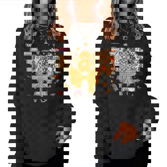 Thanksgiving Teacher Pencil Bow One Thankful Teacher Fall Women Sweatshirt - Thegiftio