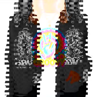 Tie Dye Hippie Peace Sign Groovy Women Sweatshirt - Thegiftio