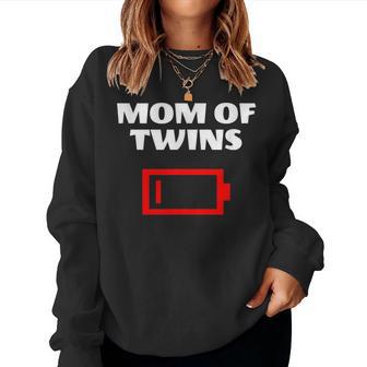 Tired Mom Of Twins Mother With Twin Babies Low Battery Women Sweatshirt - Thegiftio UK