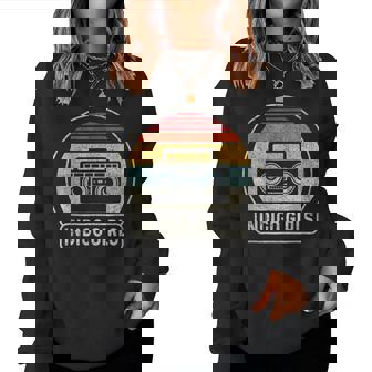 Vintage Cassette Tape Indigo Rock Girls Music Retro Sunset Women Sweatshirt | Mazezy