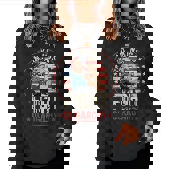 Vintage No Kings Fight Oligarchy Woman's Girl America Flag Women Sweatshirt | Mazezy