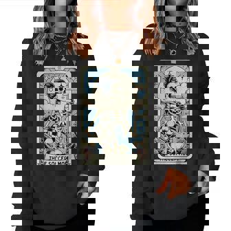 Vintage The Soccer Mom Tarot Card Skeleton Women Sweatshirt - Monsterry