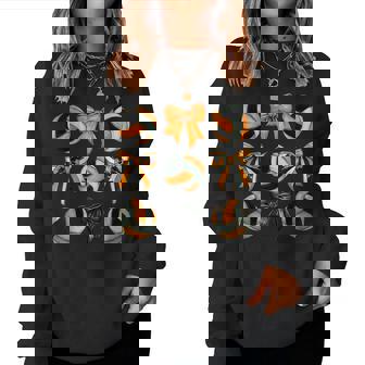 Volleyball Coquette Bow Girls Orange And Black Team Women Sweatshirt - Monsterry