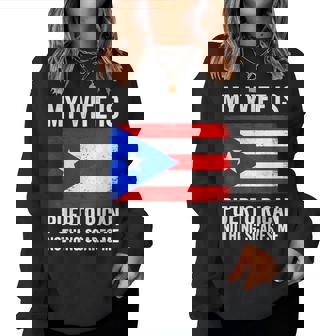 My Wife Is Puerto Rican Nothing Scares Me Puerto Rico Women Sweatshirt | Mazezy