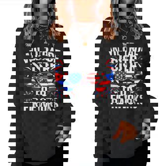 Will Trade Sister For Fireworks 4Th Of July Sunglasses Women Sweatshirt - Thegiftio UK