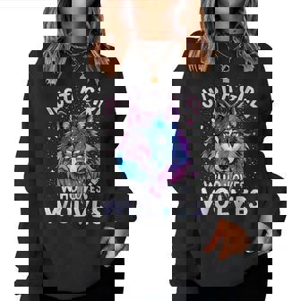 Wolf Colorful Just A Girl Who Loves Wolves Women Sweatshirt - Thegiftio