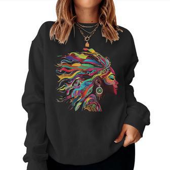 Woman Natural Roots Hair Rainbow Dashiki African Tribal Women Sweatshirt | Seseable CA