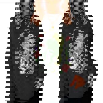 かわいい カエル 自転車 花 カワイイ 美的 気まぐれなロマンチック レディーススウェットシャツ - Kawaiitshirt