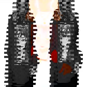 かわいい 可愛い 女の子 若い 美人 イラスト 日本 きれい 赤い服 レディーススウェットシャツ - Kawaiitshirt