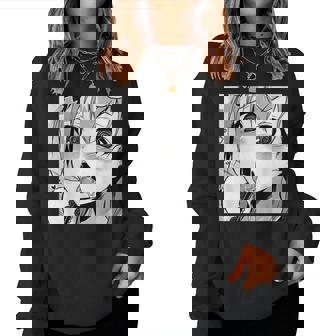 かわいいアヘ顔 アニメ 女の子 オタクウィーブ ラブ ビッグアイズ ドリップ レディーススウェットシャツ - Kawaiitshirt