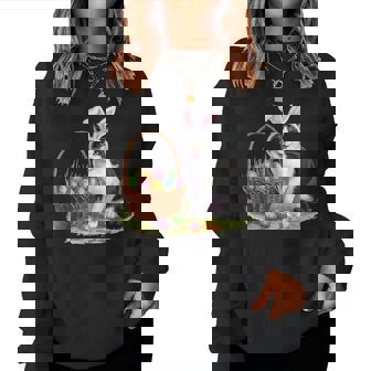 イースターデー 猫 バニー 耳 卵 イースター ウサギ 男性 女性 キッズ レディーススウェットシャツ - Kawaiitshirt