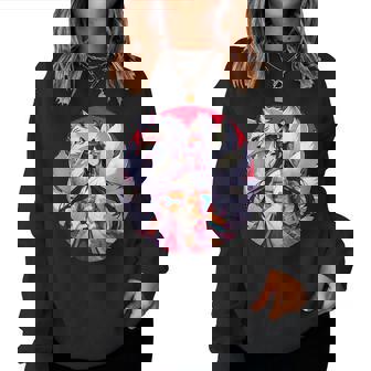 キツネ 九尾狐と日本アニメ 女の子 レディーススウェットシャツ - Kawaiitshirt