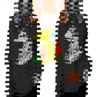 キリン 花 Giraffes Flower レディーススウェットシャツ - Kawaiitshirt