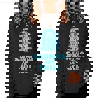 サウナ好き サウナアンドチル おもしろ 男性 女性 ユニセックス シンプル おしゃれ レディーススウェットシャツ - Kawaiitshirt