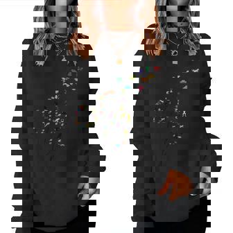 タンポポのカエルの花、花のカエルの木 レディーススウェットシャツ - Kawaiitshirt