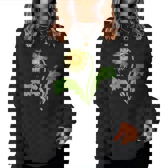 ダンディライオン タンポポ 黄色い花 ライオンの頭 レディーススウェットシャツ - Kawaiitshirt