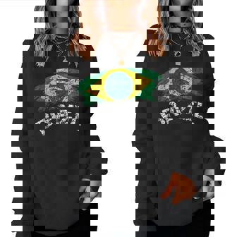 ブラジルの国旗 アンティーク調 ラテン 男性 女性 キッズ ブラジル レディーススウェットシャツ - Kawaiitshirt