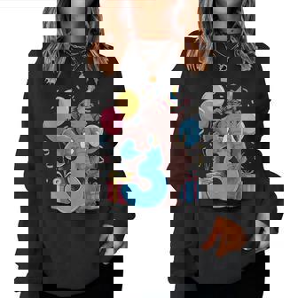 マンモス 3歳の誕生日 男の子 女の子 3歳 3歳 マンモス レディーススウェットシャツ - Kawaiitshirt