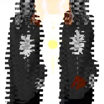 マーガレット ミクストメディア 美しい夏の花 ボタニカルアート レディーススウェットシャツ - Kawaiitshirt