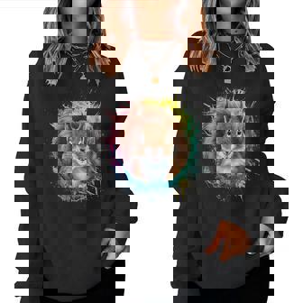 リス 男性 女性 カラフル 水彩 リス レディーススウェットシャツ - Kawaiitshirt
