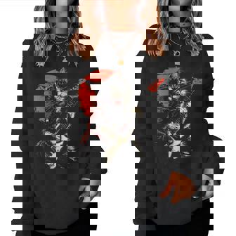 ロックキャット ギターを弾く ファニーキャット エレキギター 男性 女性 レディーススウェットシャツ - Kawaiitshirt