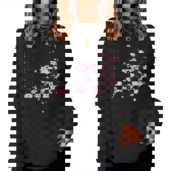 ヴィンテージ桜 日本の桜の花グラフィカルアート レディーススウェットシャツ - Kawaiitshirt