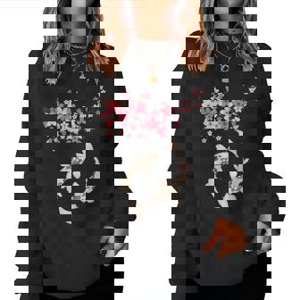 和鯉 鯉 錦鯉 魚 桜 男性 女性 レディーススウェットシャツ - Kawaiitshirt