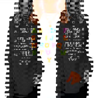 文字 アルファベット 学ぶ Abc 男の子 女の子 Abc 動物 アルファベット レディーススウェットシャツ - Kawaiitshirt