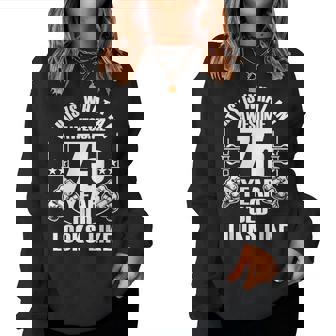 男性、女性、75歳の誕生日への75歳の誕生日プレゼント レディーススウェットシャツ - Kawaiitshirt