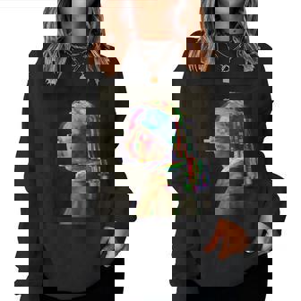 真珠の耳飾りの少女ヨハネスフェルメールグリッチ絵画 Girl With A Pearl Earringermeer レディーススウェットシャツ - Kawaiitshirt