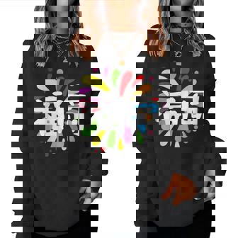 福岡 漢字 お土産 カラフル 祭り 花火風 レディーススウェットシャツ - Kawaiitshirt