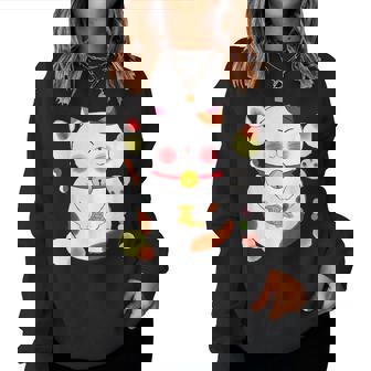 花より団子猫 Cat 猫 メンズ レディース ペット 動物 和風 キャラt レディーススウェットシャツ - Kawaiitshirt