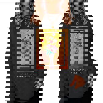 花瓶 オディロン・ルドン 絵画 シンボリズム 花ase Flowers Odilon Redonymbolism レディーススウェットシャツ - Kawaiitshirt