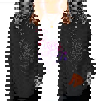 薔薇の花 ピアノ ミュージシャン 音符 ラブミュージ レディーススウェットシャツ - Kawaiitshirt