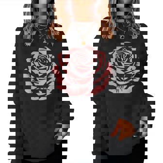 赤 バラ 花 バラの頭 庭 夏 Rose Red Flower Roses レディーススウェットシャツ - Kawaiitshirt